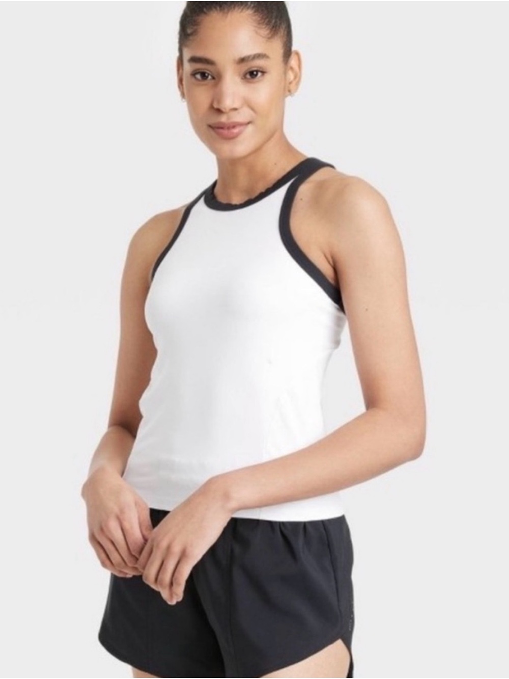 Women's All In Motion Super Flex High Neck Racerback White Large  NWT